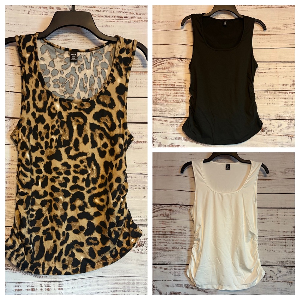 SHEIN Leopard Print and Solid Black & White Tank Tops
